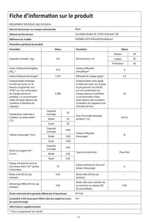 Lave-linge hublot Miele WSG 883 WCS