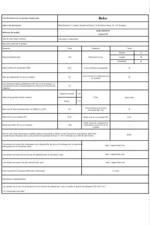 Sèche-linge pompe à chaleur Beko D3H210D93WD