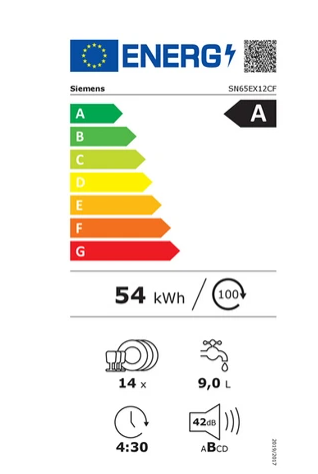Lave-vaisselle encastrable Siemens SN65EX12CF, Lave-vaisselle tout integrable