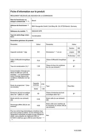 Sèche-linge pompe à chaleur Bosch WQG2451SFR