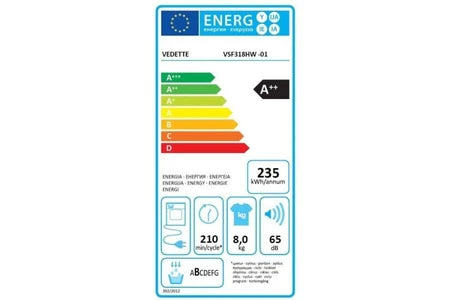 Sèche-linge pompe à chaleur Vedette hublot VSF318HW -01 60 cm
