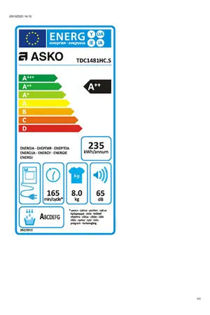 Sèche-linge pompe à chaleur Asko TDC1481HC.S