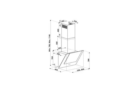 Hotte décorative murale Silverline Hotte cuisine murale OLI noire 90 cm