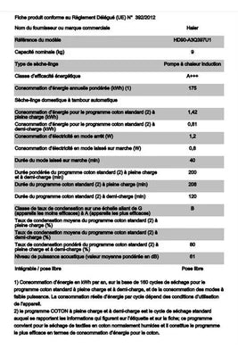 Sèche-linge pompe à chaleur Haier HD90-A3Q397U1-S