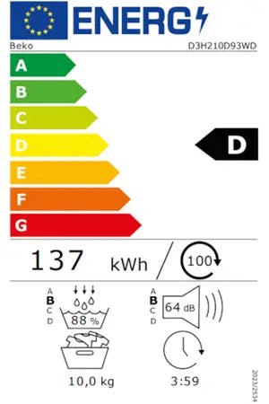 Sèche-linge pompe à chaleur Beko D3H210D93WD